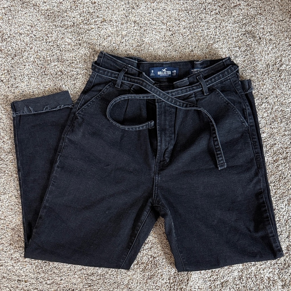 Hollister Black Paperbag Waist Tie Jeans